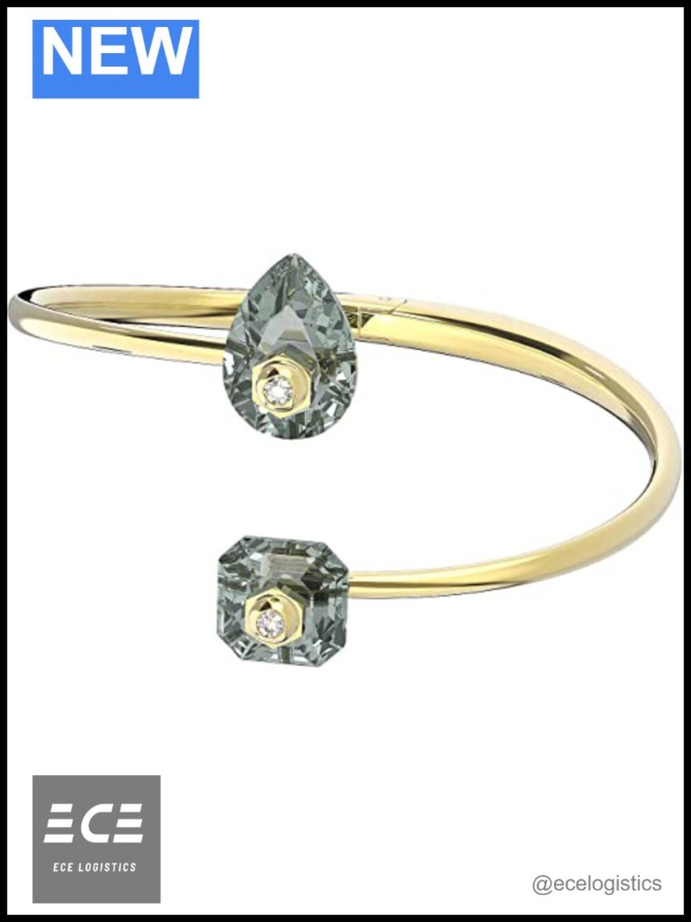 Swarovski Numina Bangle Bracelet Crystal Pierced Gold Tone Finish